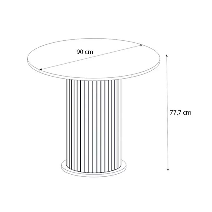 Σετ τραπεζαρία 5τμχ Bohema - Nova Megapap χρώμα ivory/sepet oak - μαύρο Ø90x77,7εκ.