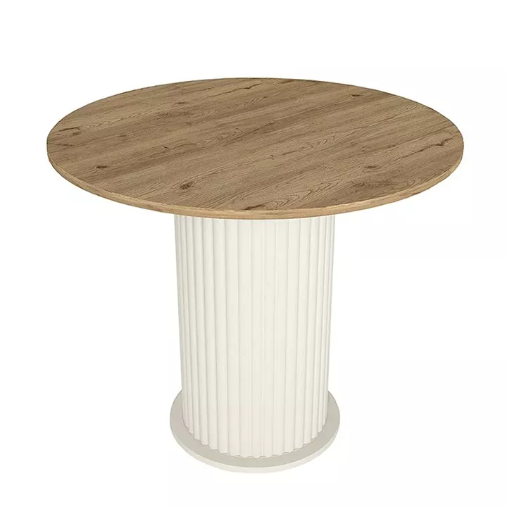 Σετ τραπεζαρία 5τμχ Bohema - Kevin Megapap χρώμα ivory/sepet oak - γκρι Ø90x77,7εκ.