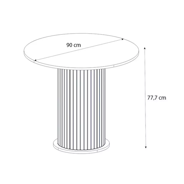 Σετ τραπεζαρία 5τμχ Bohema - Rosa Megapap χρώμα ivory/sepet oak - μαύρο Ø90x77,7εκ.