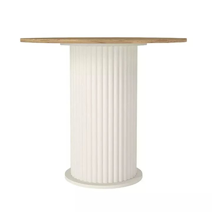 Σετ τραπεζαρία 5τμχ Bohema - Rosa Megapap χρώμα ivory/sepet oak - μαύρο Ø90x77,7εκ.