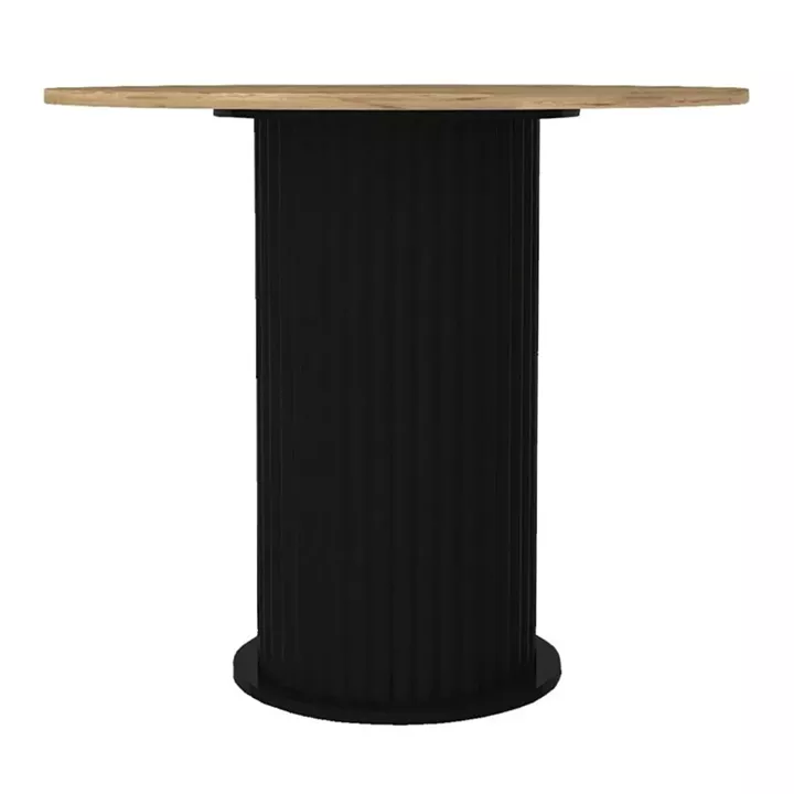 Σετ τραπεζαρία 5τμχ Bohema - Kevin Megapap χρώμα μαύρο/sepet oak - μουσταρδί Ø90x77,7εκ.