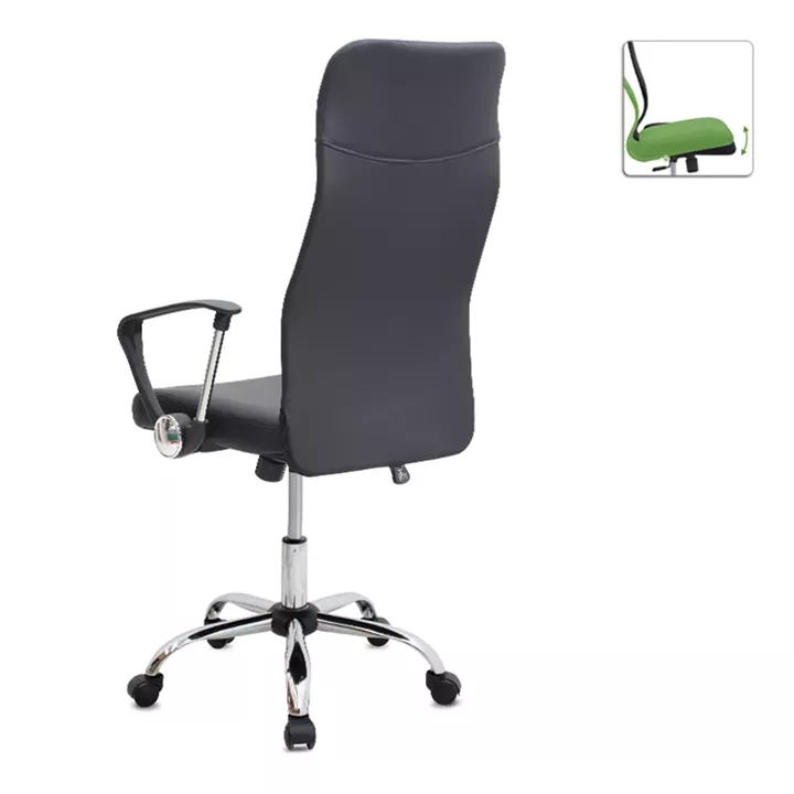 Καρέκλα γραφείου Novaro Megapap από τεχνόδερμα χρώμα μαύρο 61x68x111/121εκ.