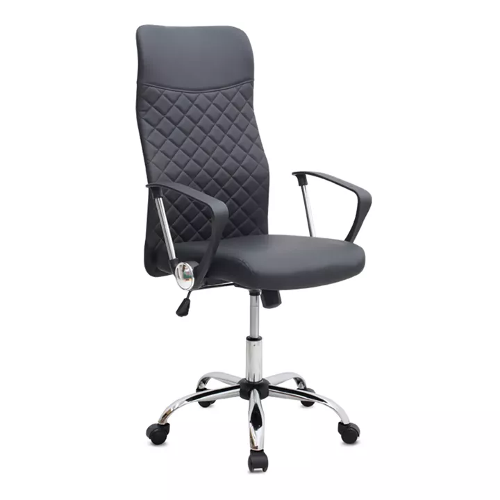 Καρέκλα γραφείου Novaro Megapap από τεχνόδερμα χρώμα μαύρο 61x68x111/121εκ.