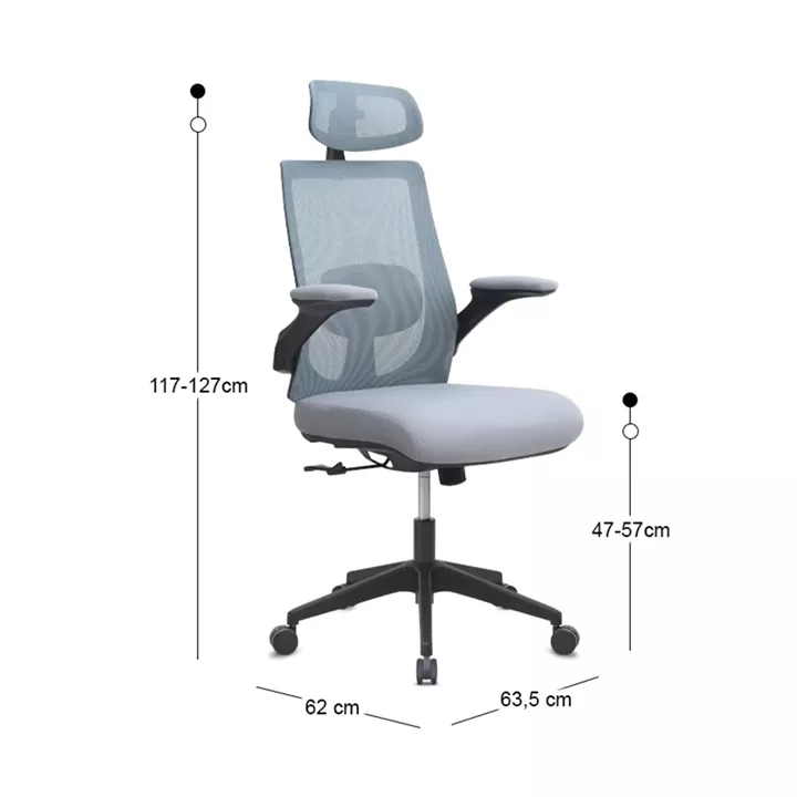 Καρέκλα γραφείου διευθυντική Belora Megapap με ύφασμα Mesh χρώμα γκρι 63,5x62x117/127εκ.