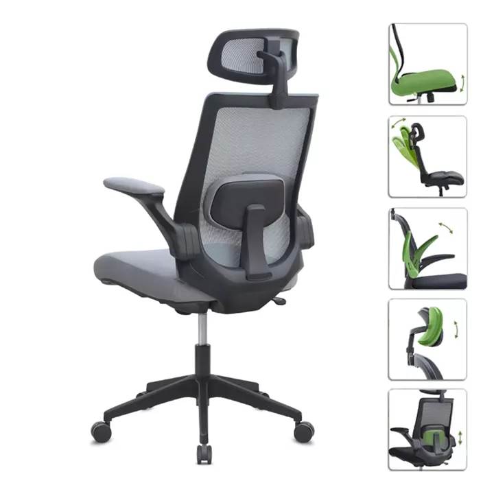 Καρέκλα γραφείου διευθυντική Belora Megapap με ύφασμα Mesh χρώμα γκρι 63,5x62x117/127εκ.