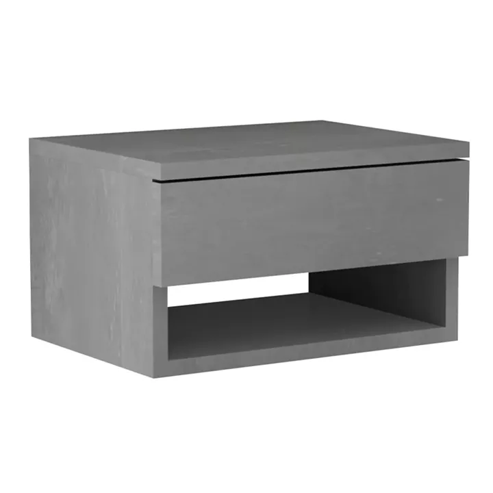 Κομοδίνο επιτοίχιο Mary Megapap χρώμα γκρι σκυροδέματος 40x30x23εκ.