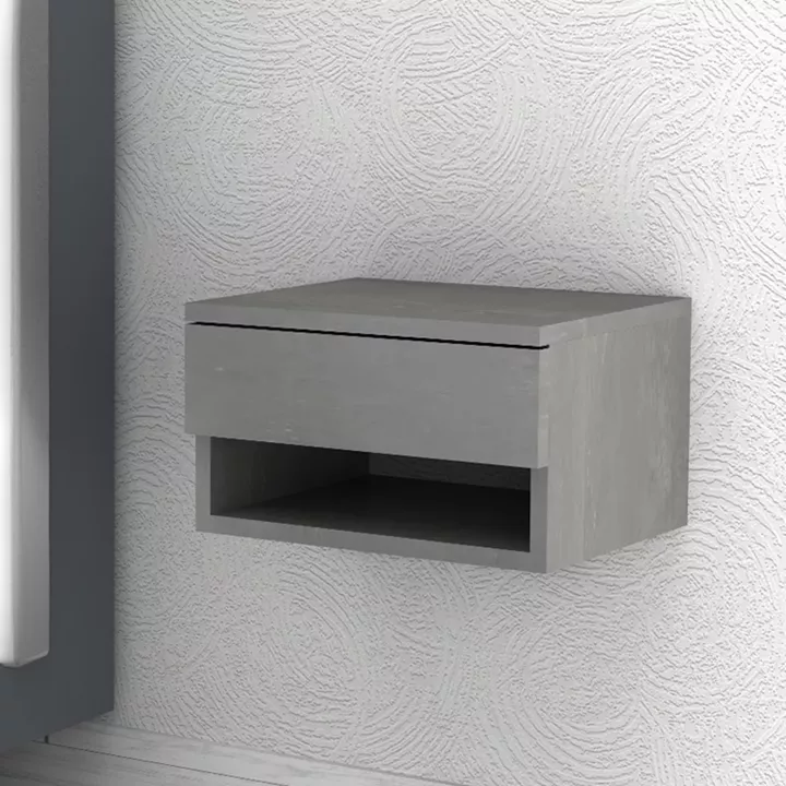 Κομοδίνο επιτοίχιο Mary Megapap χρώμα γκρι σκυροδέματος 40x30x23εκ.