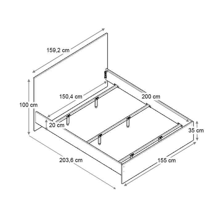 Κρεβάτι Troy Megapap χρώμα καρυδί 150x200εκ.
