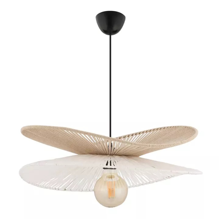 Φωτιστικό οροφής Dafodil Megapap E27 γιούτα μονόφωτο χρώμα μπεζ - λευκό Ø48x55εκ.