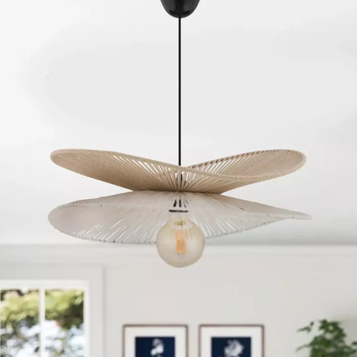 Φωτιστικό οροφής Dafodil Megapap E27 γιούτα μονόφωτο χρώμα μπεζ - λευκό Ø48x55εκ.