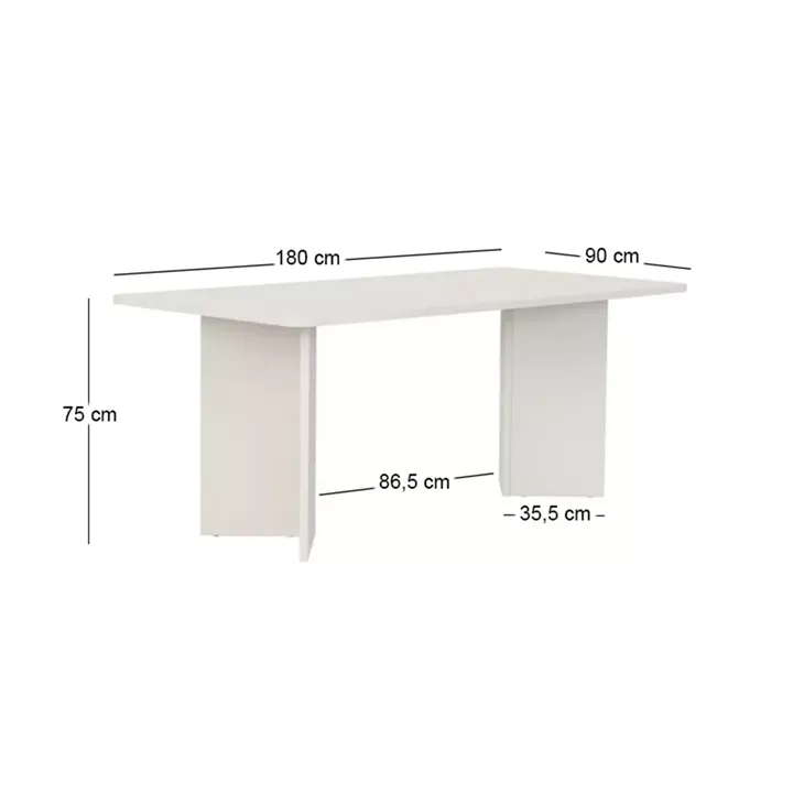 Τραπέζι Linza Megapap χρώμα λευκό 180x90x75εκ.