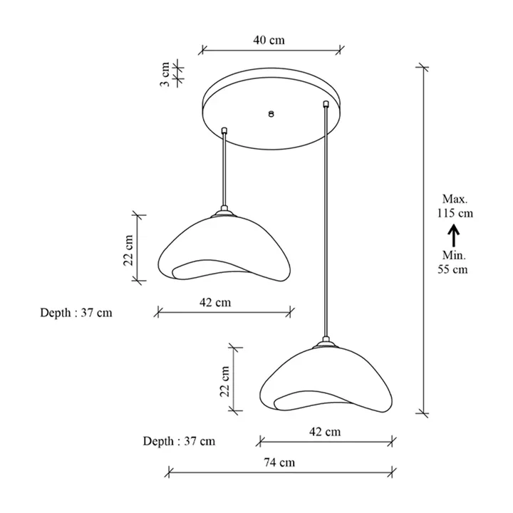 Φωτιστικό οροφής Luna Megapap E27 fiberglass δίφωτο χρώμα λευκό Ø74x115εκ.