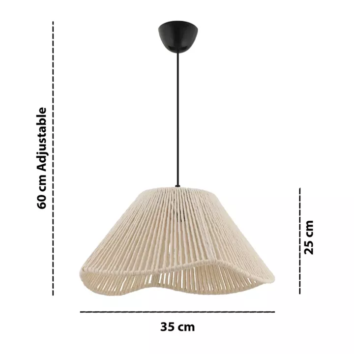 Φωτιστικό οροφής Sukne Megapap E27 γιούτα μονόφωτο χρώμα εκρού Ø35x60εκ.