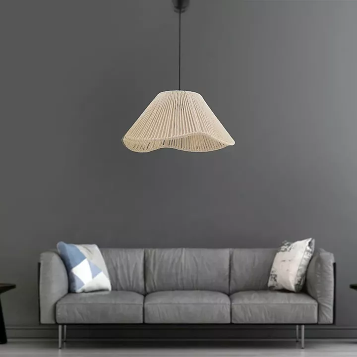 Φωτιστικό οροφής Sukne Megapap E27 γιούτα μονόφωτο χρώμα εκρού Ø35x60εκ.