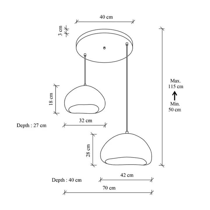 Φωτιστικό οροφής Loval Megapap E27 fiberglass δίφωτο χρώμα λευκό Ø70x115εκ.