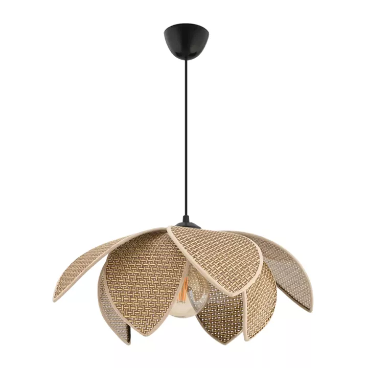 Φωτιστικό οροφής Magnolia Megapap E27 ύφασμα PVC μονόφωτο χρώμα μπεζ Ø40x55εκ.