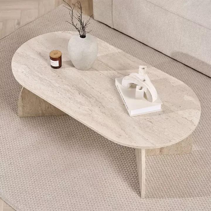 Τραπεζάκι σαλονιού Melina Megapap χρώμα travertine 120x60x40εκ.
