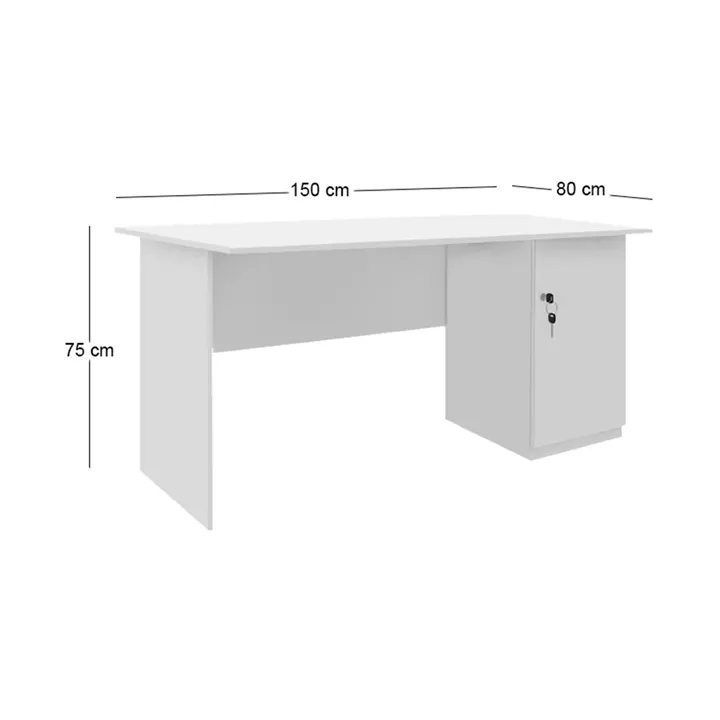 Γραφείο εργασίας με κλειδαριά Moto Megapap χρώμα λευκό 150x80x75εκ.