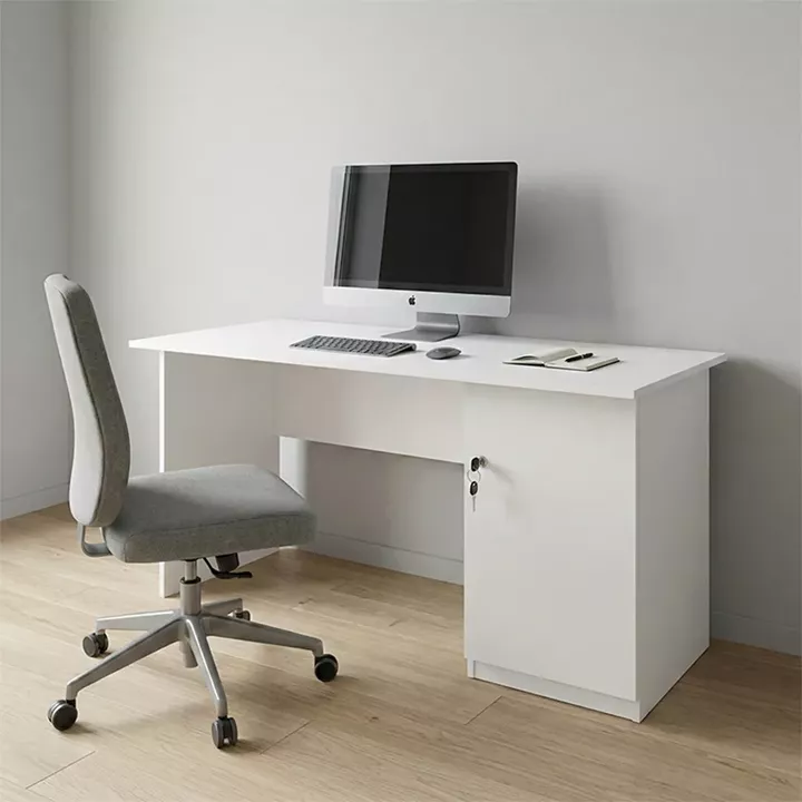 Γραφείο εργασίας με κλειδαριά Moto Megapap χρώμα λευκό 150x80x75εκ.