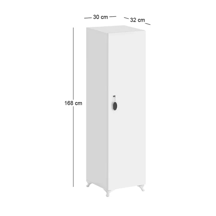 Ντουλάπι με κλειδαριά Zehra Megapap χρώμα λευκό 30x32x168εκ.