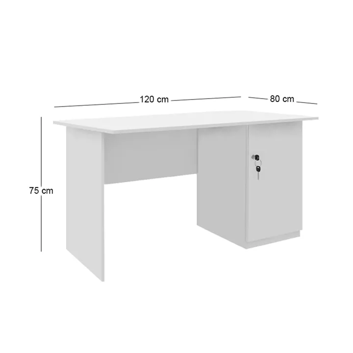 Γραφείο εργασίας με κλειδαριά Moto Megapap χρώμα λευκό 120x80x75εκ.