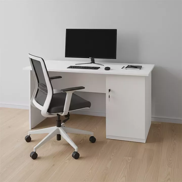 Γραφείο εργασίας με κλειδαριά Moto Megapap χρώμα λευκό 120x80x75εκ.