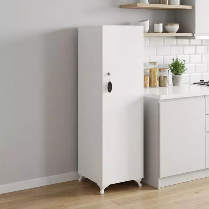 Ντουλάπι με κλειδαριά Zehra Megapap χρώμα λευκό 30x32x128εκ.