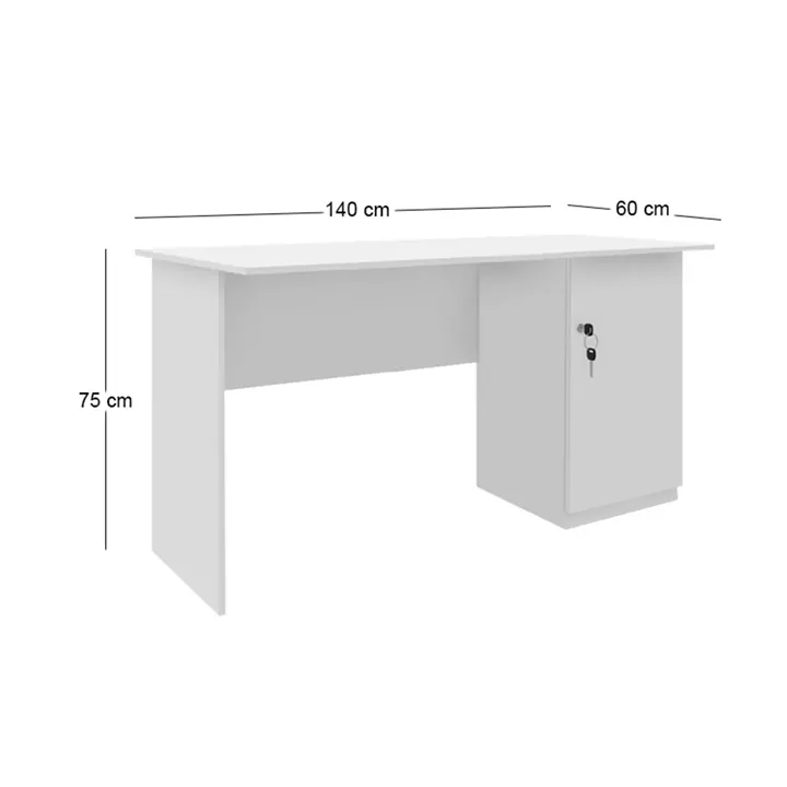 Γραφείο εργασίας με κλειδαριά Moto Megapap χρώμα λευκό 140x60x75εκ.