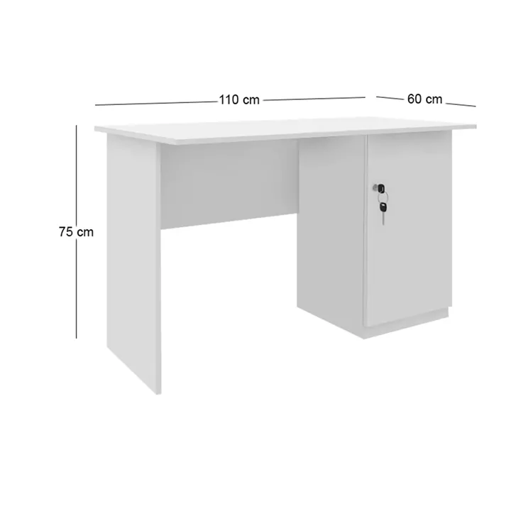 Γραφείο εργασίας με κλειδαριά Moto Megapap χρώμα λευκό 110x60x75εκ.