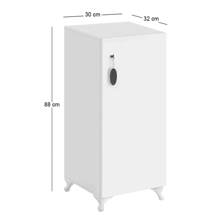 Ντουλάπι με κλειδαριά Zehra Megapap χρώμα λευκό 30x32x88εκ.