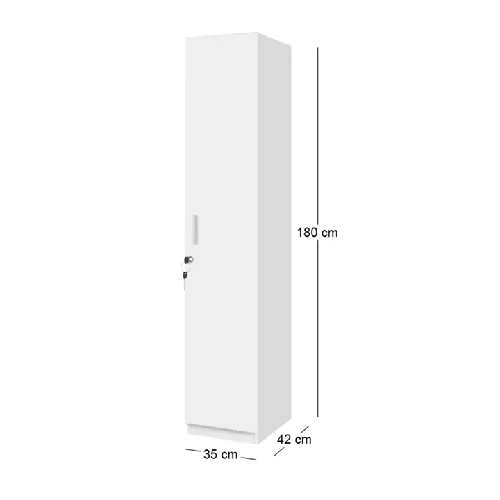 Ντουλάπα ρούχων Emeril Megapap μονόφυλλη με κλειδαριά χρώμα λευκό 35x42x180εκ.