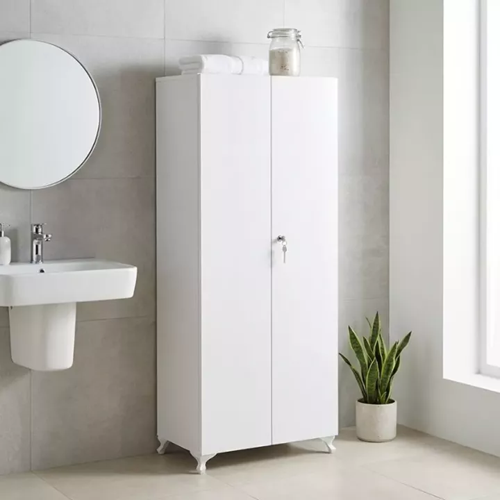 Ντουλάπα - Παπουτσοθήκη Cilem Megapap με κλειδαριά χρώμα λευκό 70x32x188εκ.