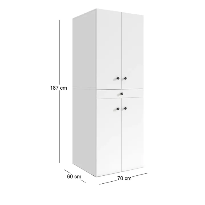 Έπιπλο πλυντηρίου - στεγνωτηρίου Kindi Megapap χρώμα λευκό 70x60x187εκ.