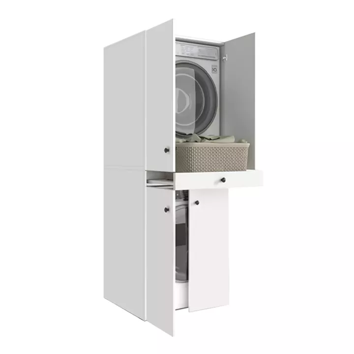 Έπιπλο πλυντηρίου - στεγνωτηρίου Kindi Megapap χρώμα λευκό 70x60x187εκ.