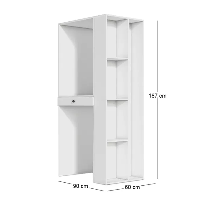 Έπιπλο πλυντηρίου - στεγνωτηρίου Bace Megapap χρώμα λευκό 90x60x187εκ.