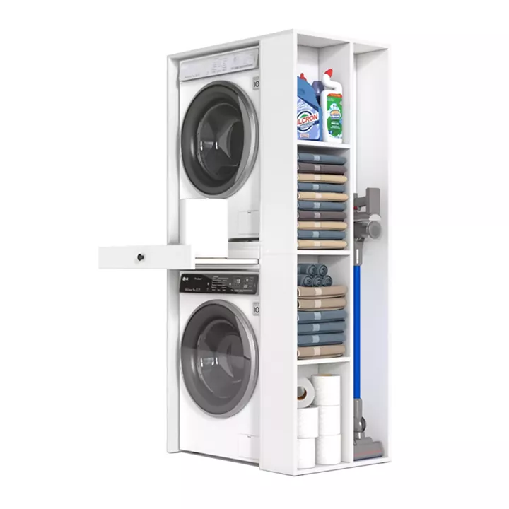 Έπιπλο πλυντηρίου - στεγνωτηρίου Bace Megapap χρώμα λευκό 90x60x187εκ.