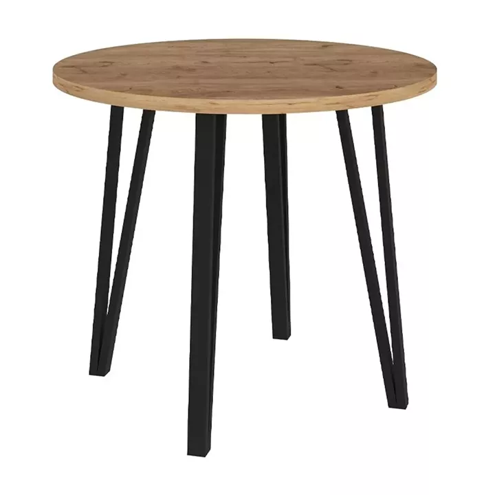 Σετ τραπεζαρία 5τμχ Xana - Nova Megapap χρώμα sepet oak - μαύρο Ø90x77,7εκ.