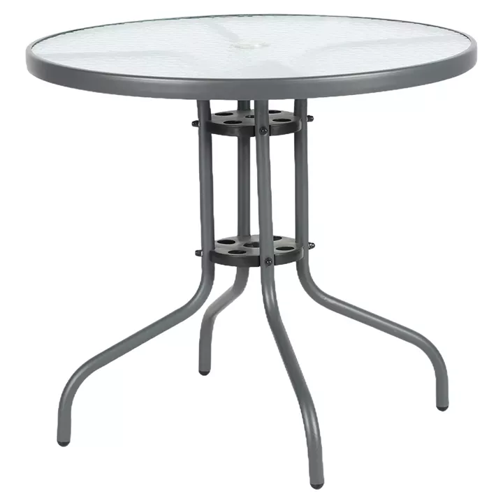 Τραπέζι Κήπου ArteLibre EARTH Γκρι Μέταλλο/Γυαλί Φ80x70cm
