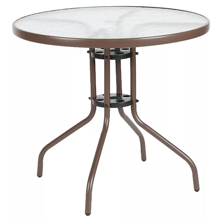 Τραπέζι Κήπου ArteLibre EARTH Καφέ Μέταλλο/Γυαλί Φ80x70cm