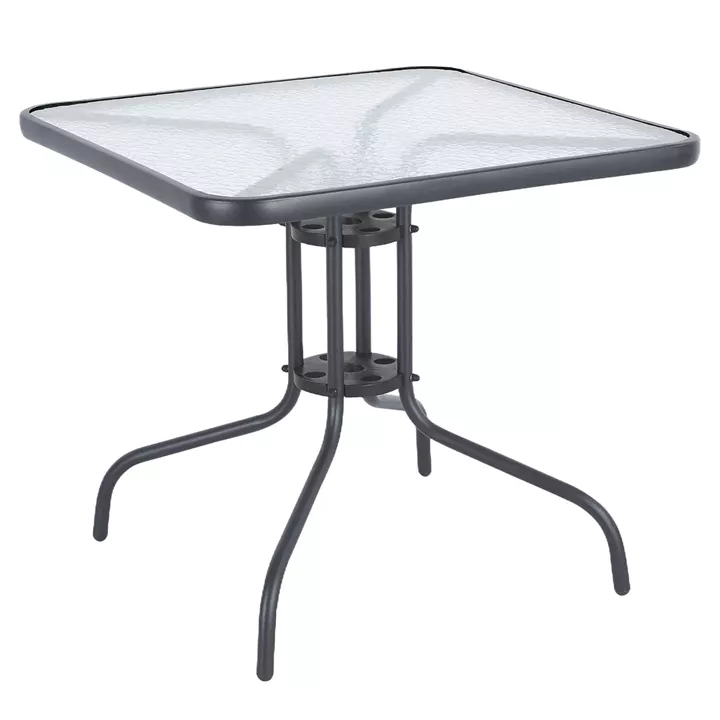 Τραπέζι Κήπου ArteLibre MARS Γκρι Μέταλλο/Γυαλί 80x80x70cm