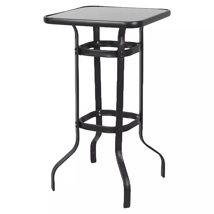 Τραπέζι Κήπου ArteLibre LYRA Μαύρο Μέταλλο/Γυαλί 70x70x100cm