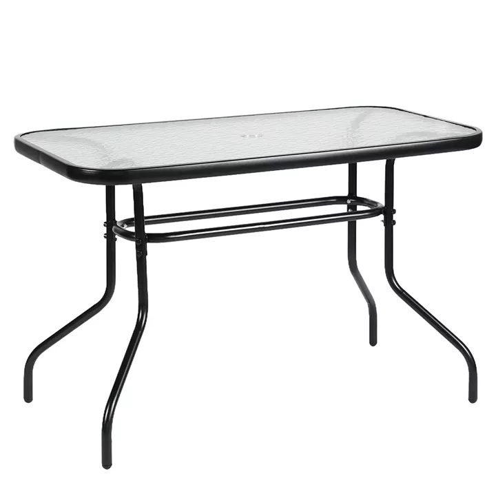 Τραπέζι Κήπου ArteLibre VULCAN Μαύρο Μέταλλο/Γυαλί 110x60x70cm