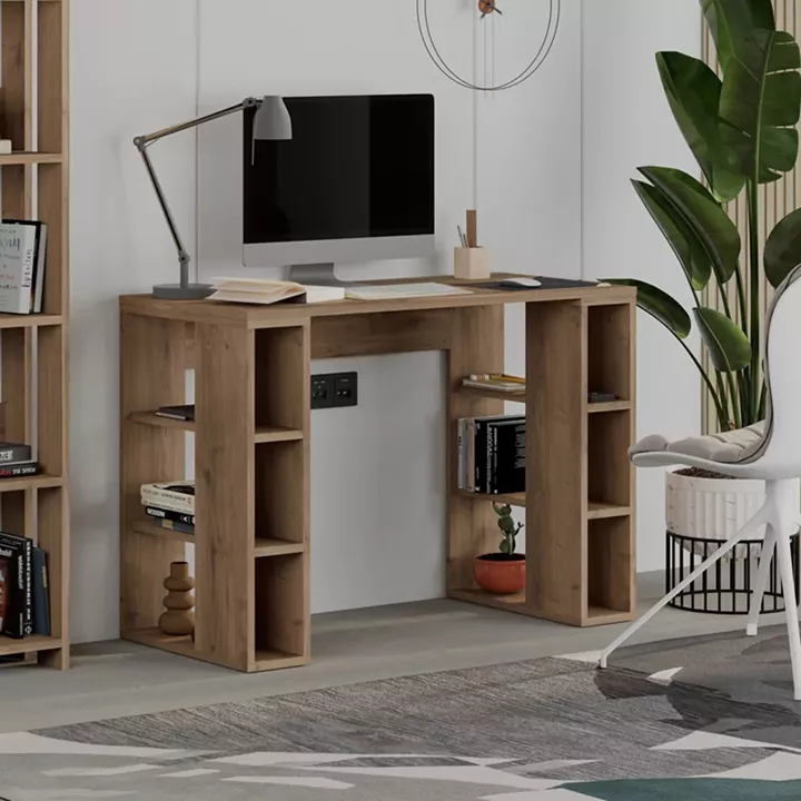 Γραφείο εργασίας Colmar Megapap χρώμα ανοιχτό καρυδί 106x50x75εκ.