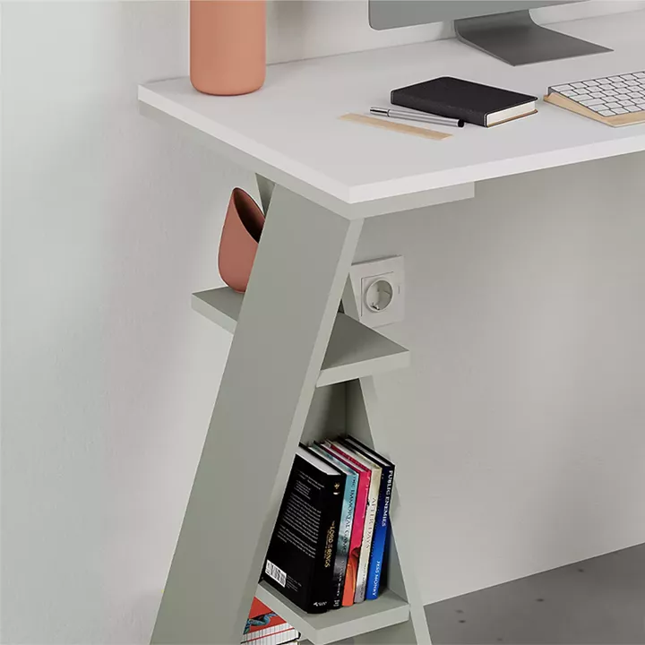 Γραφείο εργασίας Papillon Megapap χρώμα ash green - λευκό 106x50x75εκ