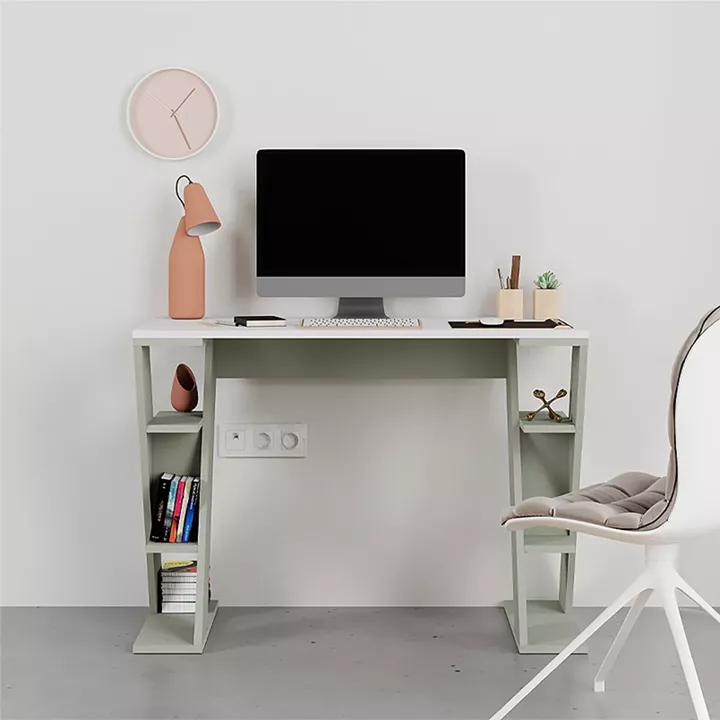 Γραφείο εργασίας Papillon Megapap χρώμα ash green - λευκό 106x50x75εκ