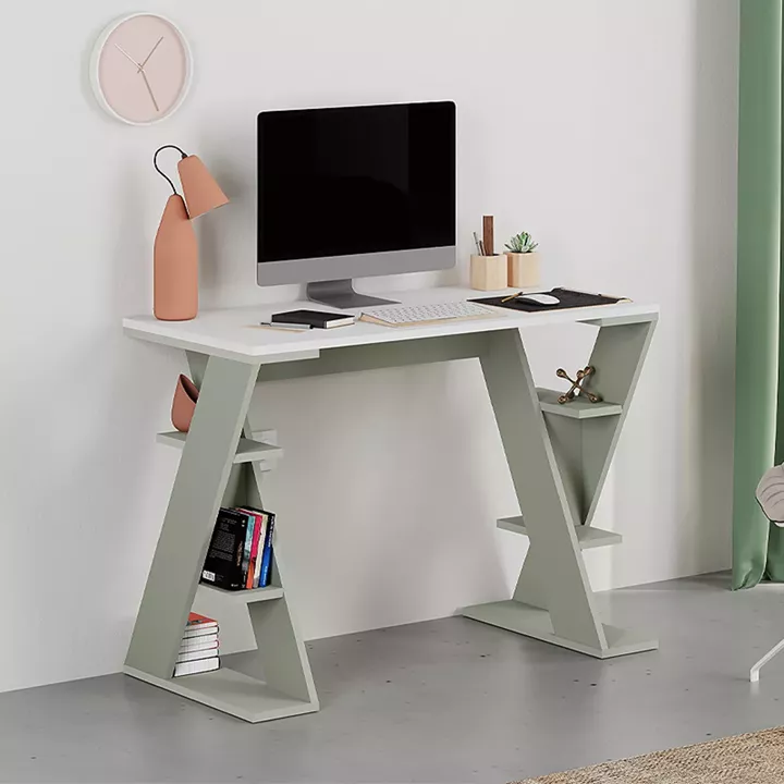 Γραφείο εργασίας Papillon Megapap χρώμα ash green - λευκό 106x50x75εκ