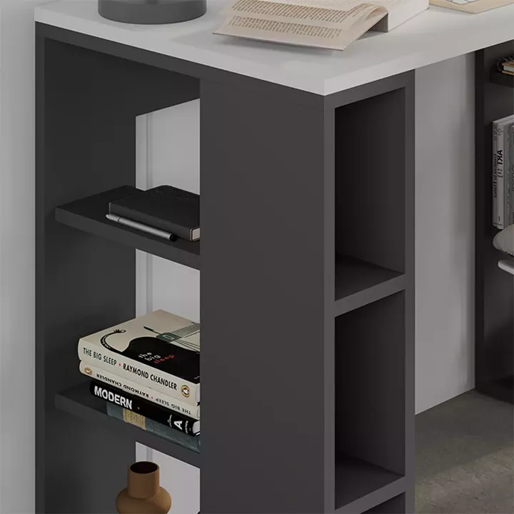 Γραφείο εργασίας Colmar Megapap χρώμα ανθρακί - λευκό 106x50x75εκ.