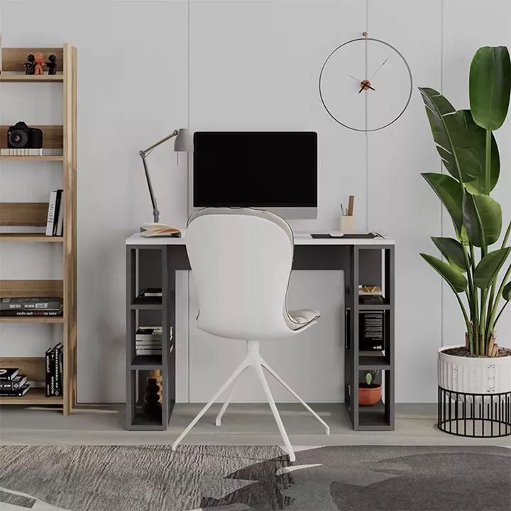 Γραφείο εργασίας Colmar Megapap χρώμα ανθρακί - λευκό 106x50x75εκ.