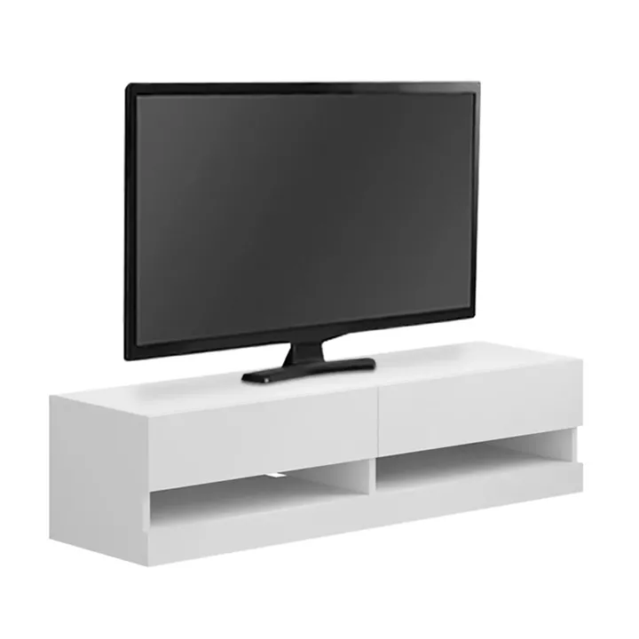 Έπιπλο τηλεόρασης επιτοίχιο Moon Megapap με LED χρώμα λευκό 120x33,8x30εκ.