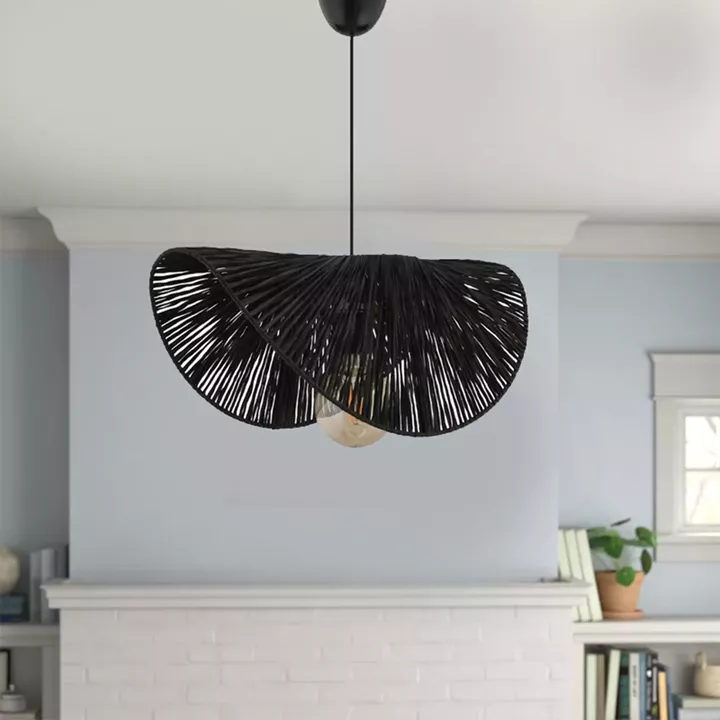 Φωτιστικό οροφής Taco Megapap E27 γιούτα μονόφωτο χρώμα μαύρο 51x36x55εκ.